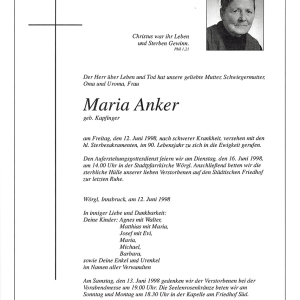 Anker Maria Geb. Kapfinger G